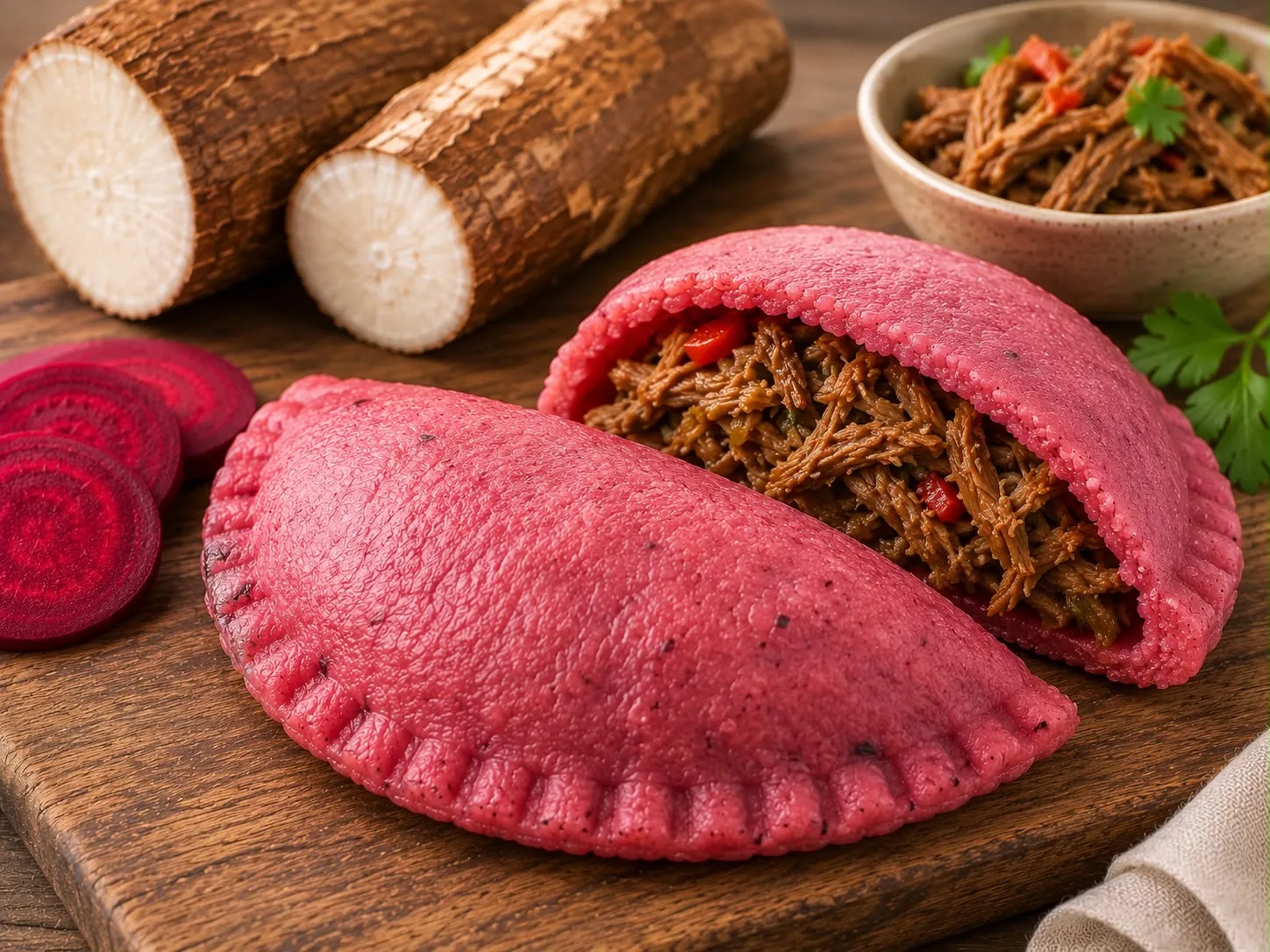 Yuca + Remolacha + Carne Mechada de Raíces