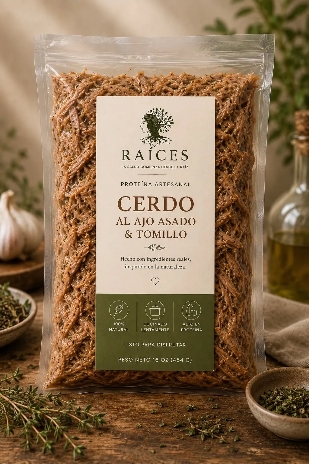 Cerdo al Ajo Asado & Tomillo de Raíces